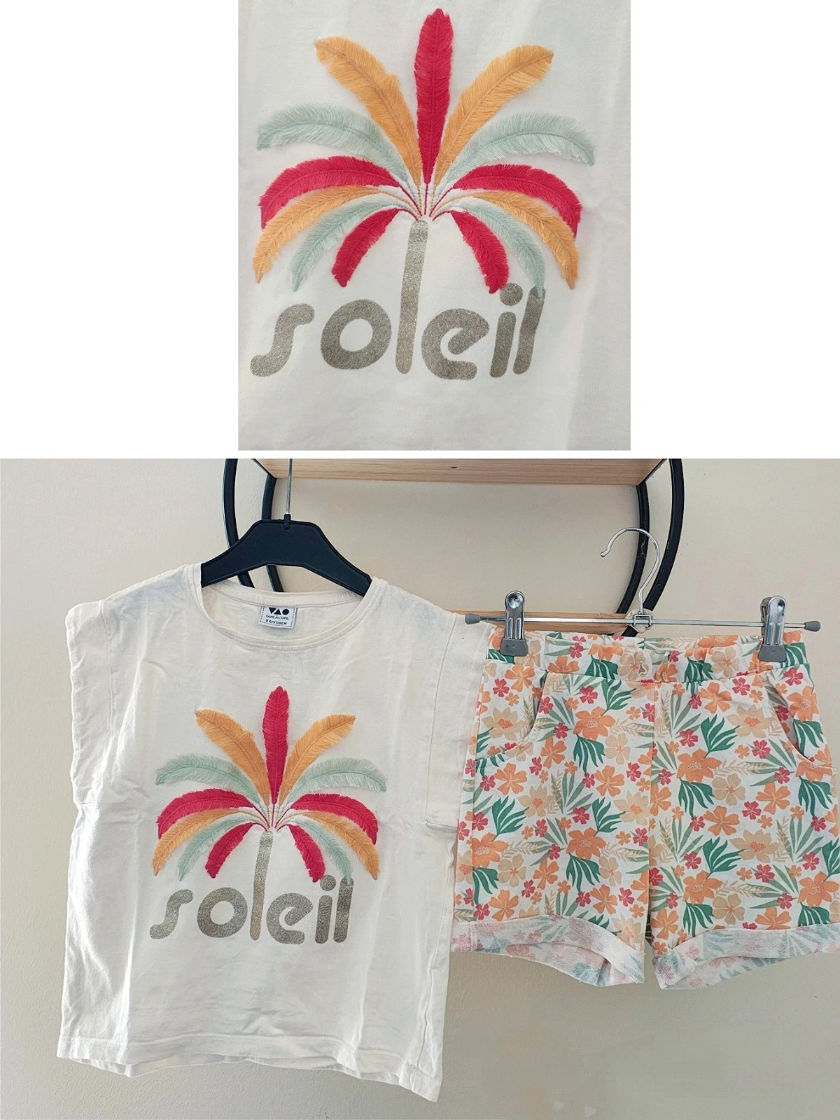 8 ans ensemble été Teeshirt tape a l'oeil et short tissaia
